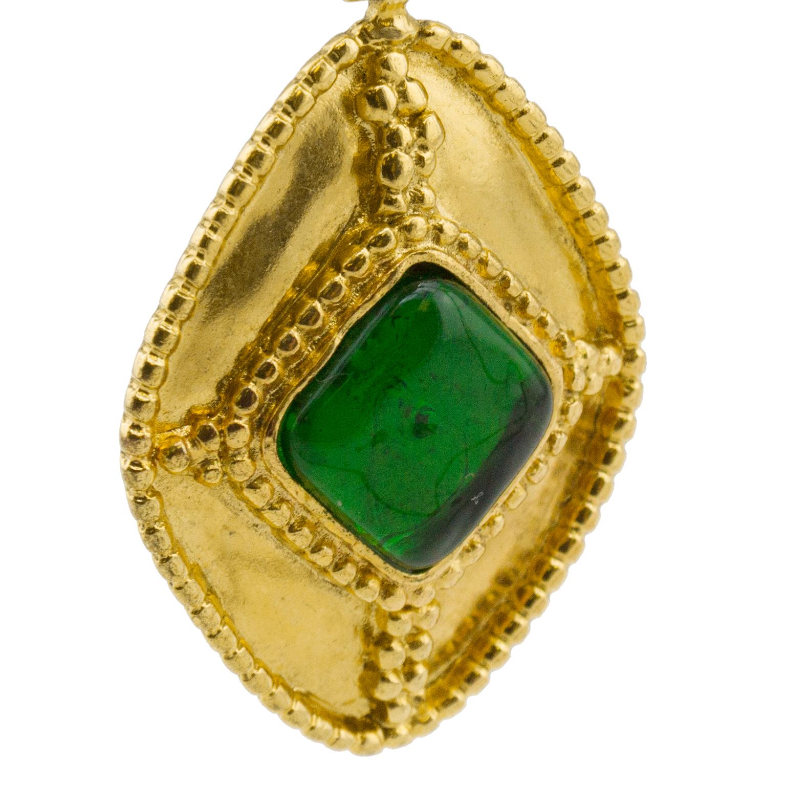 Women's or Men's 1996 Fall Collection Chanel Pin with Green Stone