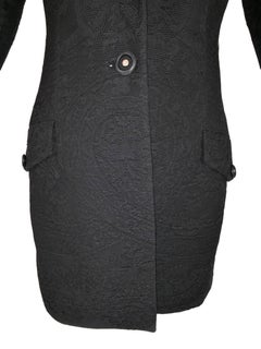 1996 Gianni Versace Couture Black Mesh & Lace Long Fitted Jacket Coat