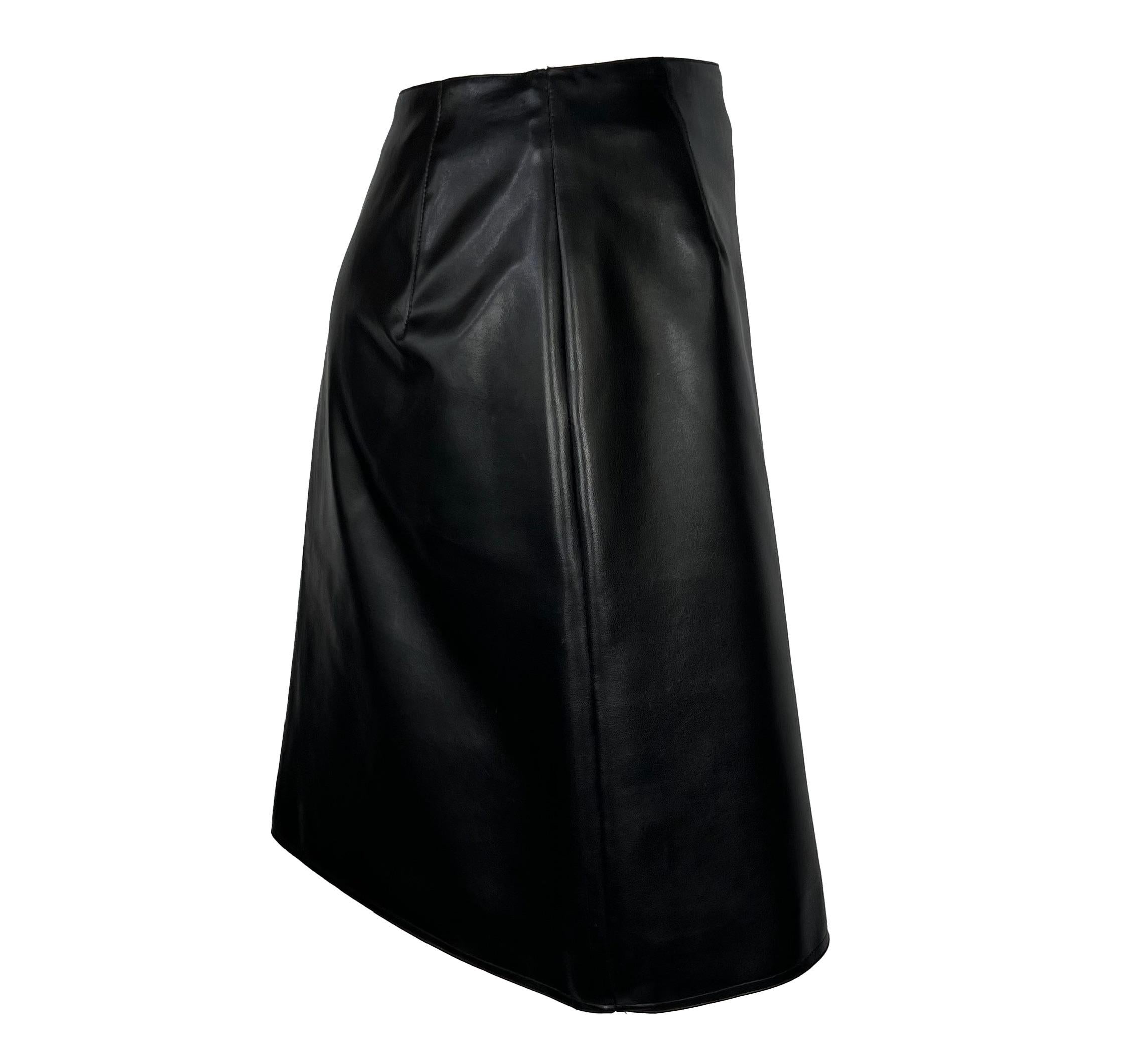 1996 Gianni Versace Couture Black Vegan Leather Mini Skirt For Sale 1