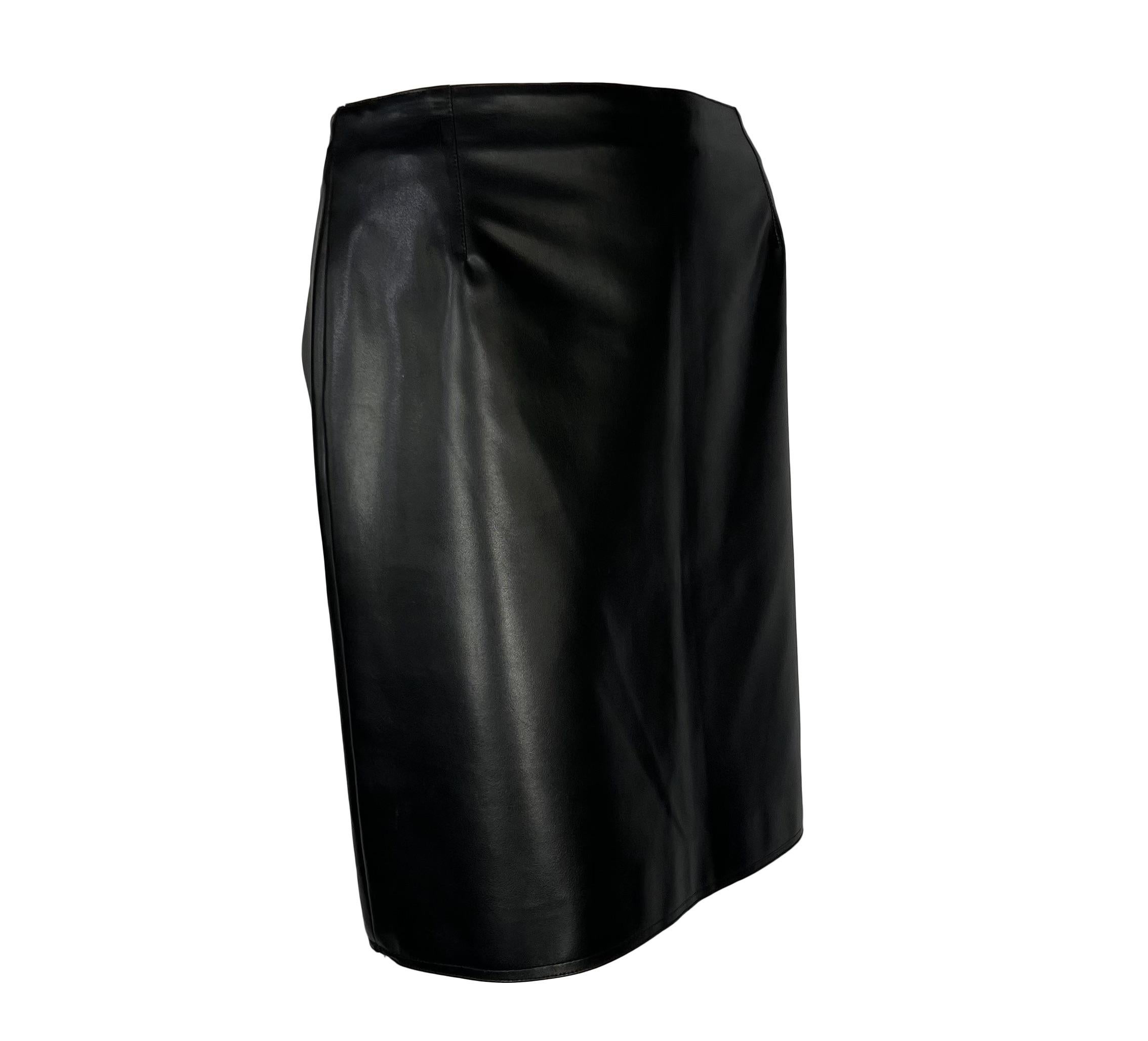 1996 Gianni Versace Couture Black Vegan Leather Mini Skirt For Sale 2