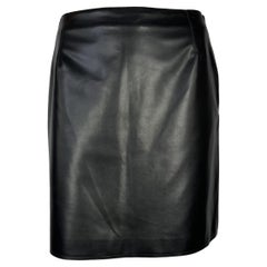 1996 Gianni Versace Couture Black Vegan Leather Mini Skirt