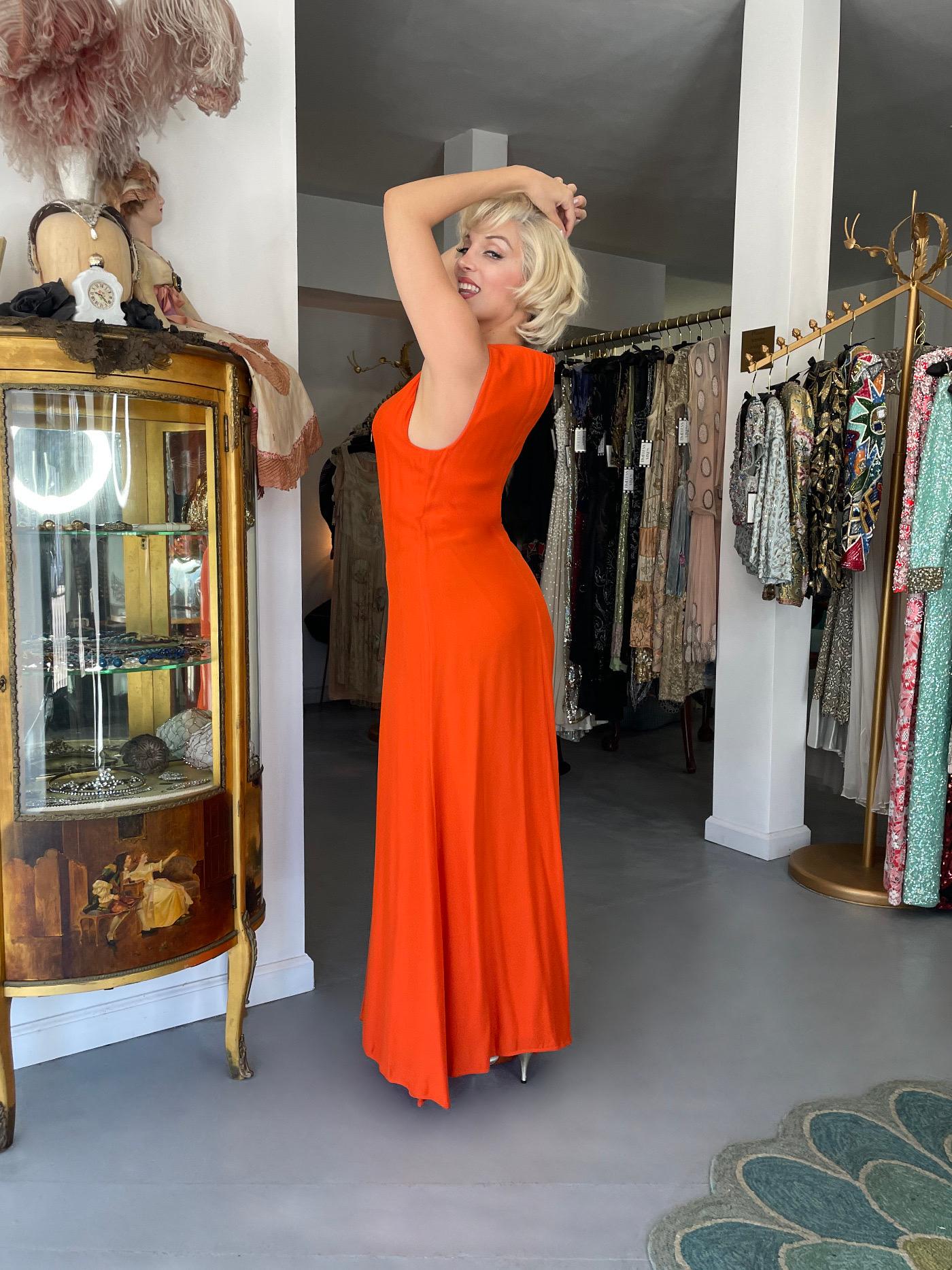 1996 Gianni Versace Couture Documented Runway Orange Silk Bustier Maxi Dress For Sale 13