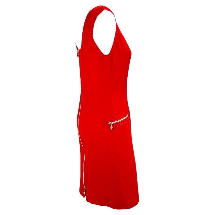 calvin klein red dress with gold zipper