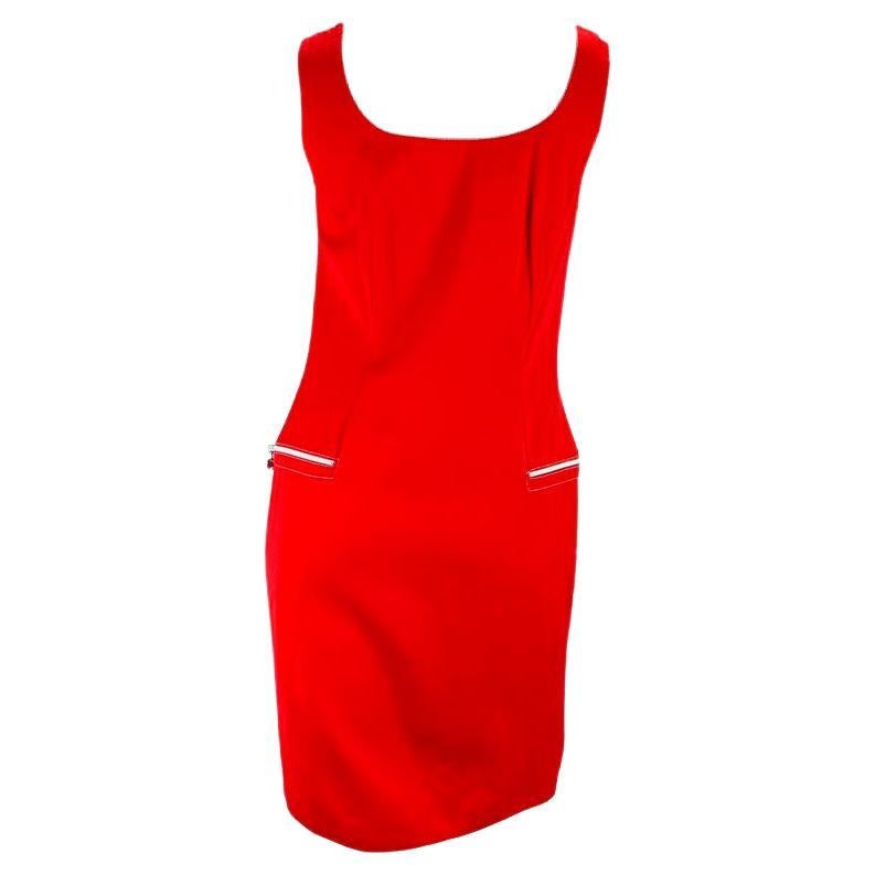 1996 Gianni Versace Couture Red Zip Medusa Dress In Good Condition For Sale In West Hollywood, CA
