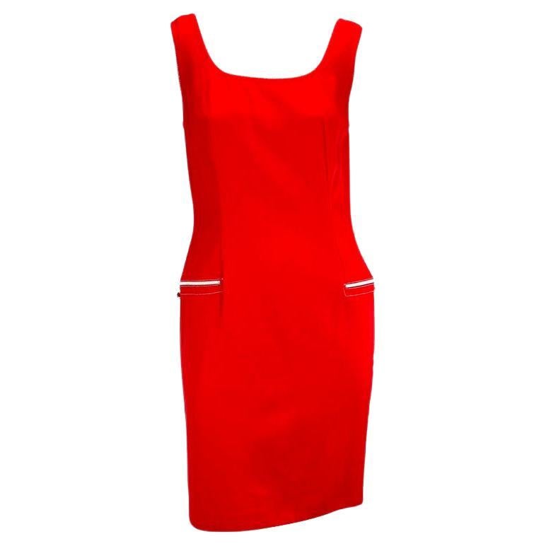 1996 Gianni Versace Couture Red Zip Medusa Dress For Sale