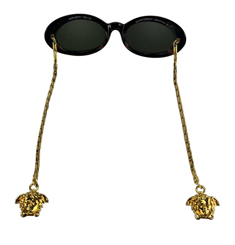 1996 Gianni Versace Faux Tortoise Shell Gold Chain Medusa 