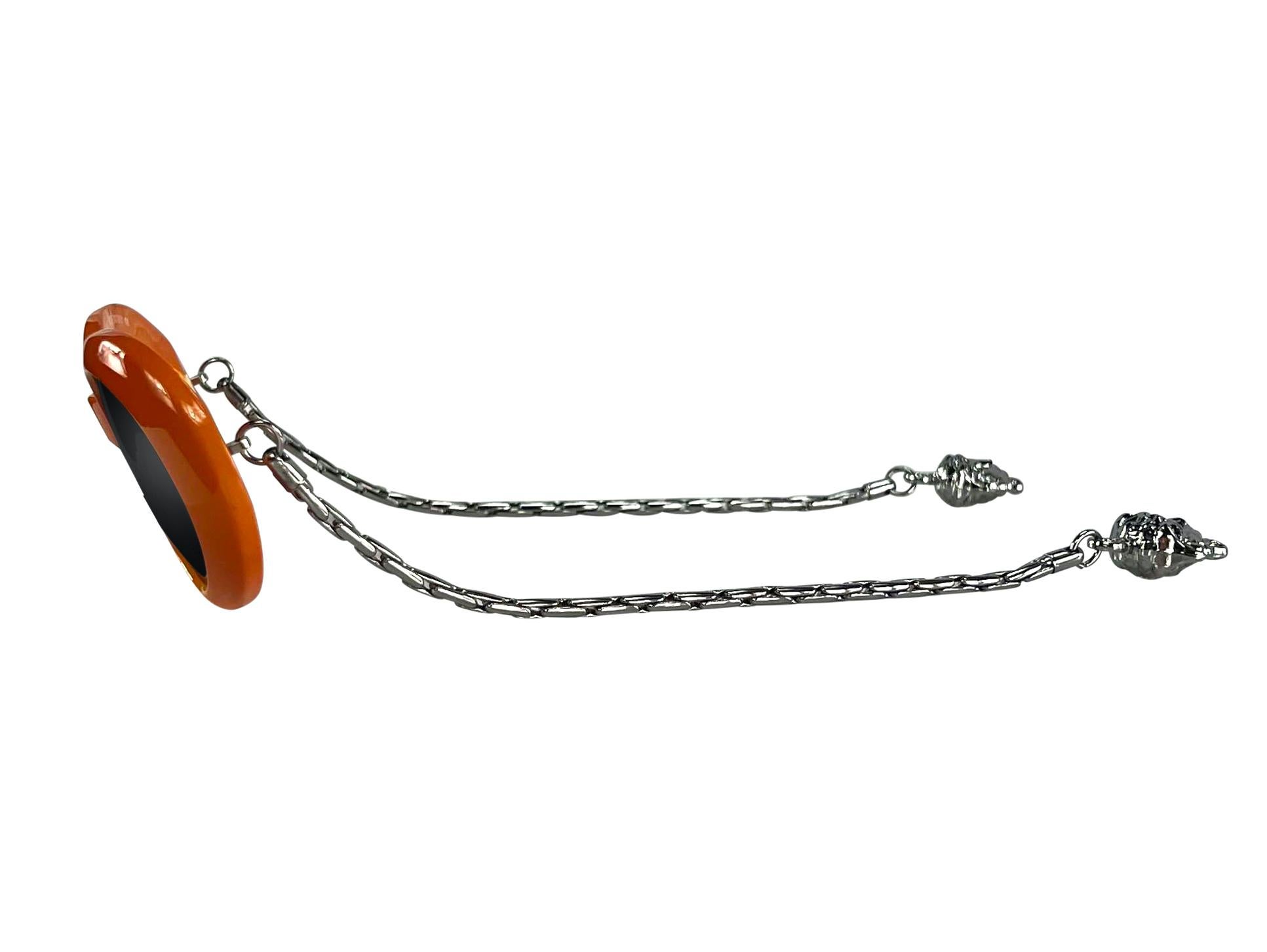 Women's or Men's 1996 Gianni Versace Medusa Chain Orange Mod Sunglasses For Sale