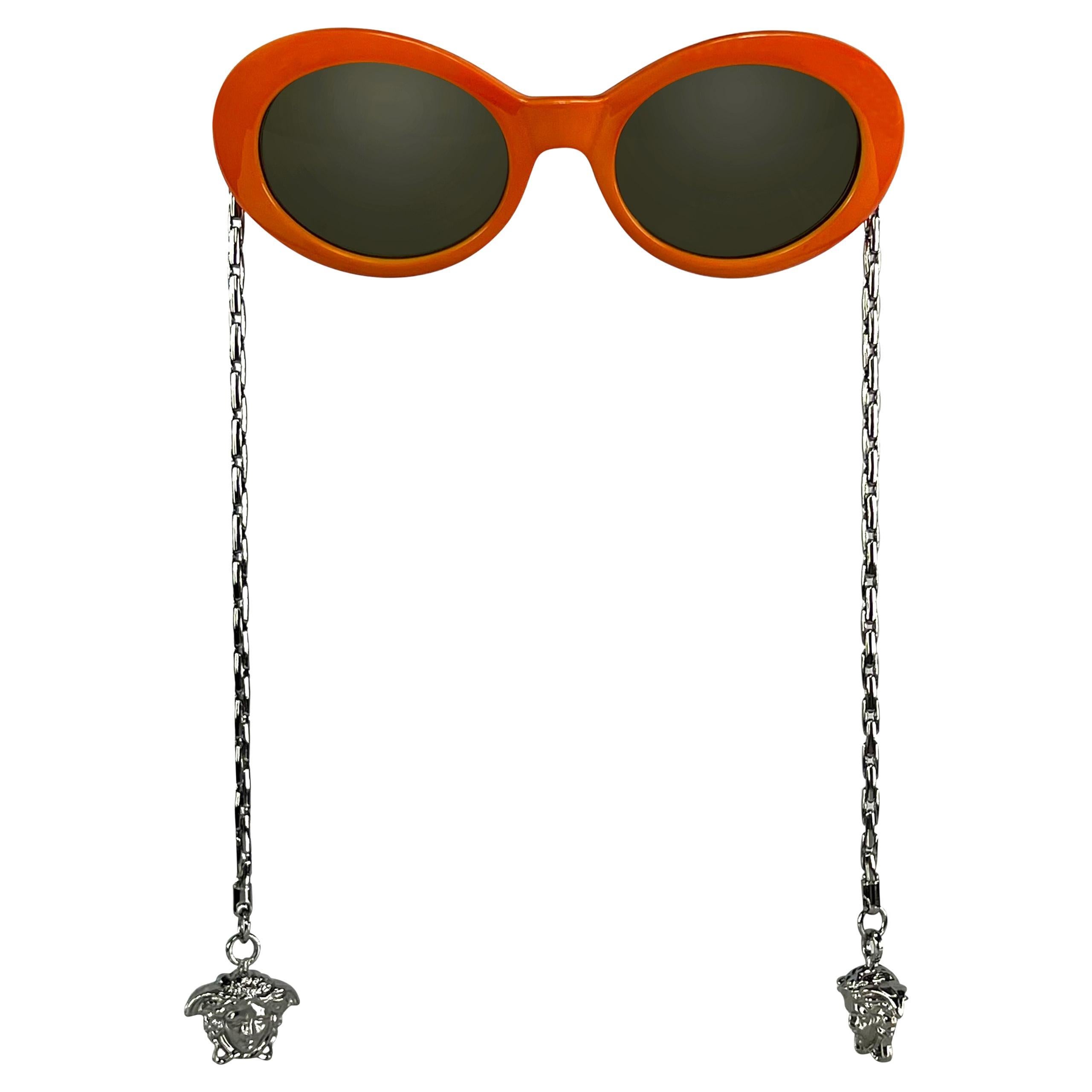 1996 Gianni Versace Medusa Chain Orange Mod Sunglasses
