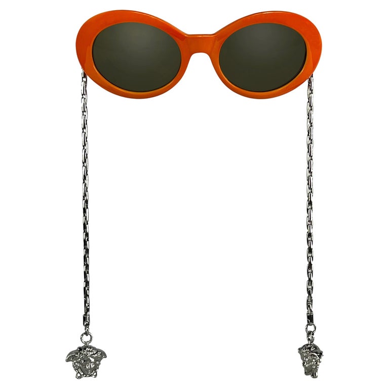 1996 Gianni Versace Medusa Chain Orange Mod Sunglasses For  display picture 3