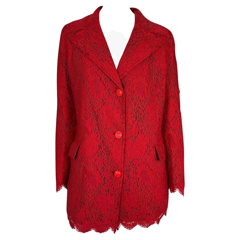 F/W 1969 Christian Dior Haute Couture Red Wool Fur Collar Jacket For ...