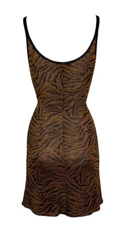 1996 Gianni Versace Mini Vestido Bodycon de Punto Tigre