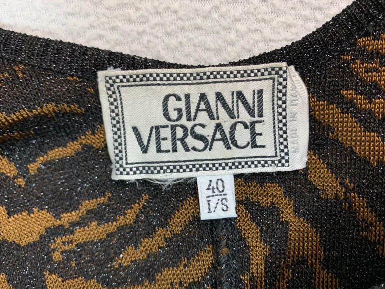 1996 Gianni Versace Tiger Knit Bodycon Mini Dress at 1stDibs | versace ...