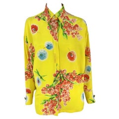 1996 Gianni Versace Yellow Floral Silk Button Up Medusa