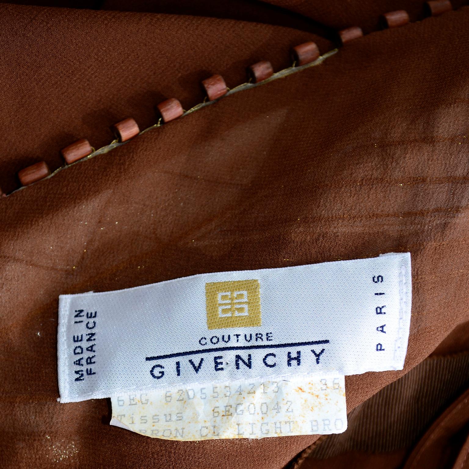 Givenchy - Robe de soirée vintage en soie marron chocolat avec dos nu et perles, 1996 en vente 8