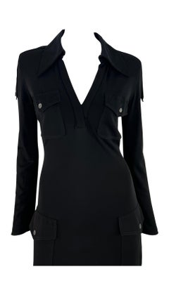 1996 Gucci by Tom Ford Cargo Pocket Plunging Bodycon Gown