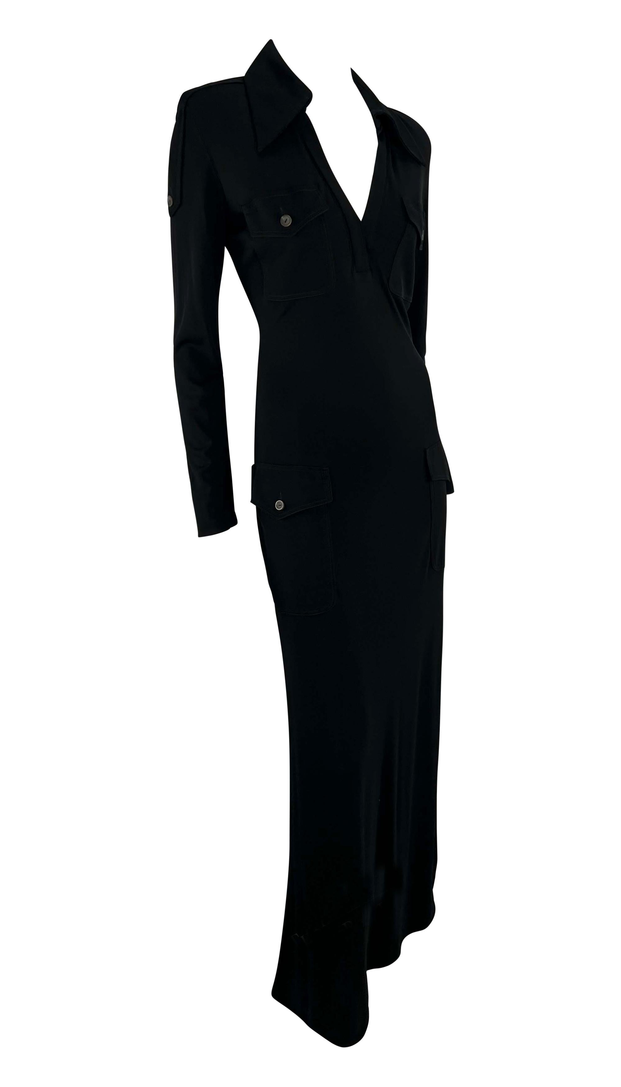 Women's 1996 Gucci by Tom Ford Cargo Pocket Plunging Bodycon Gown For Sale