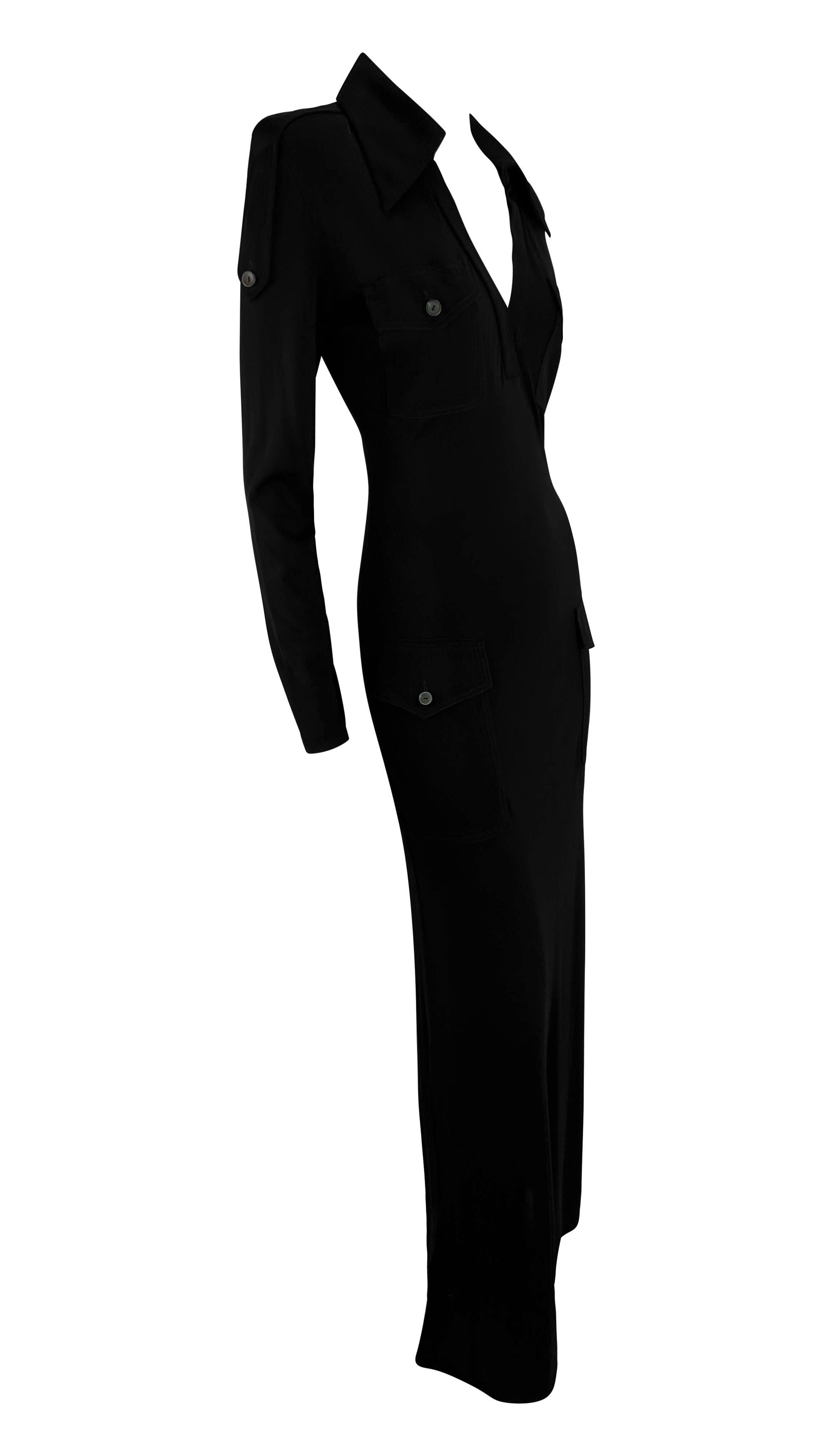 1996 Gucci by Tom Ford Cargo Pocket Plunging Bodycon Gown For Sale 1