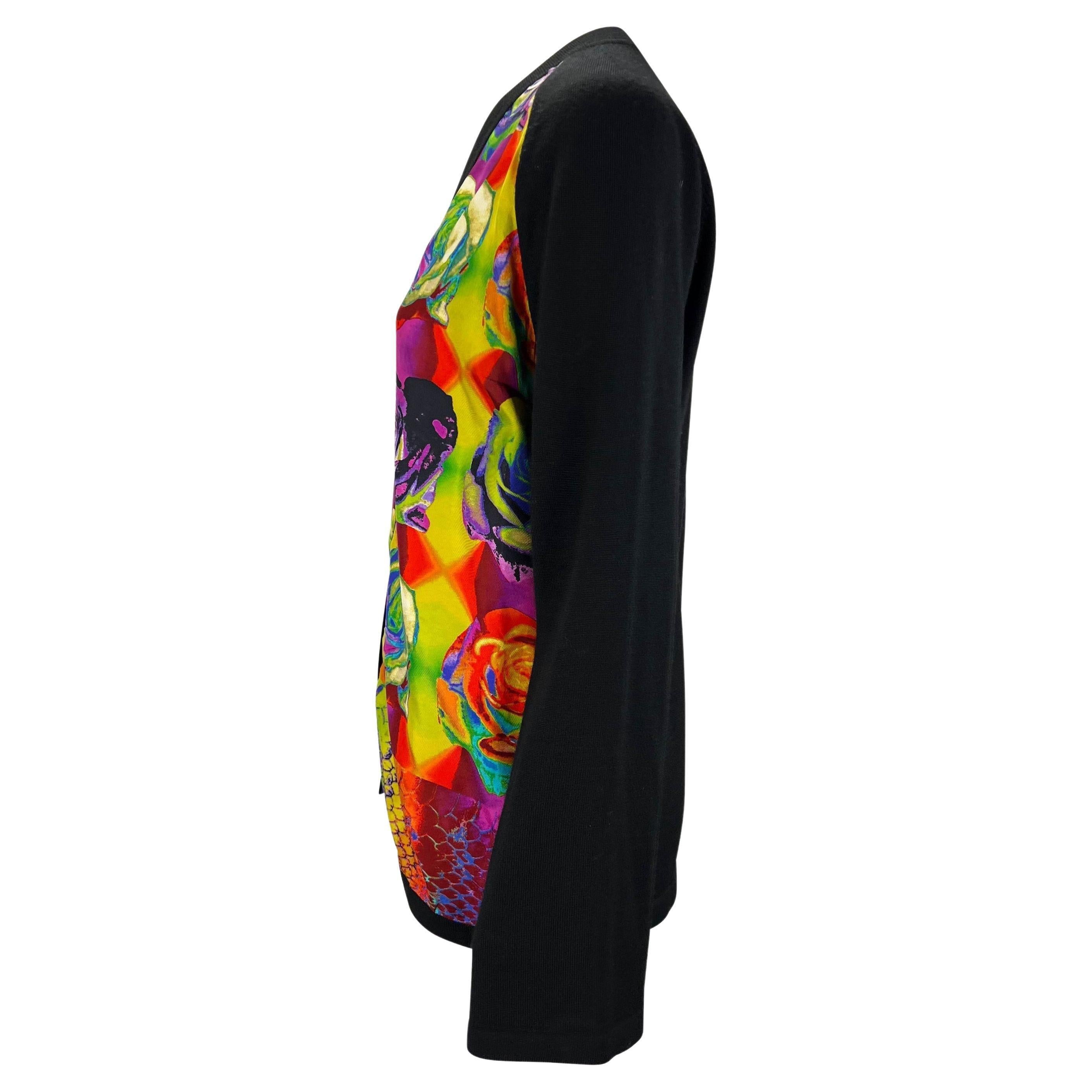 1996 Gucci by Tom Ford Sudadera psicodélica con panel de lana y estampado de seda Negro en venta