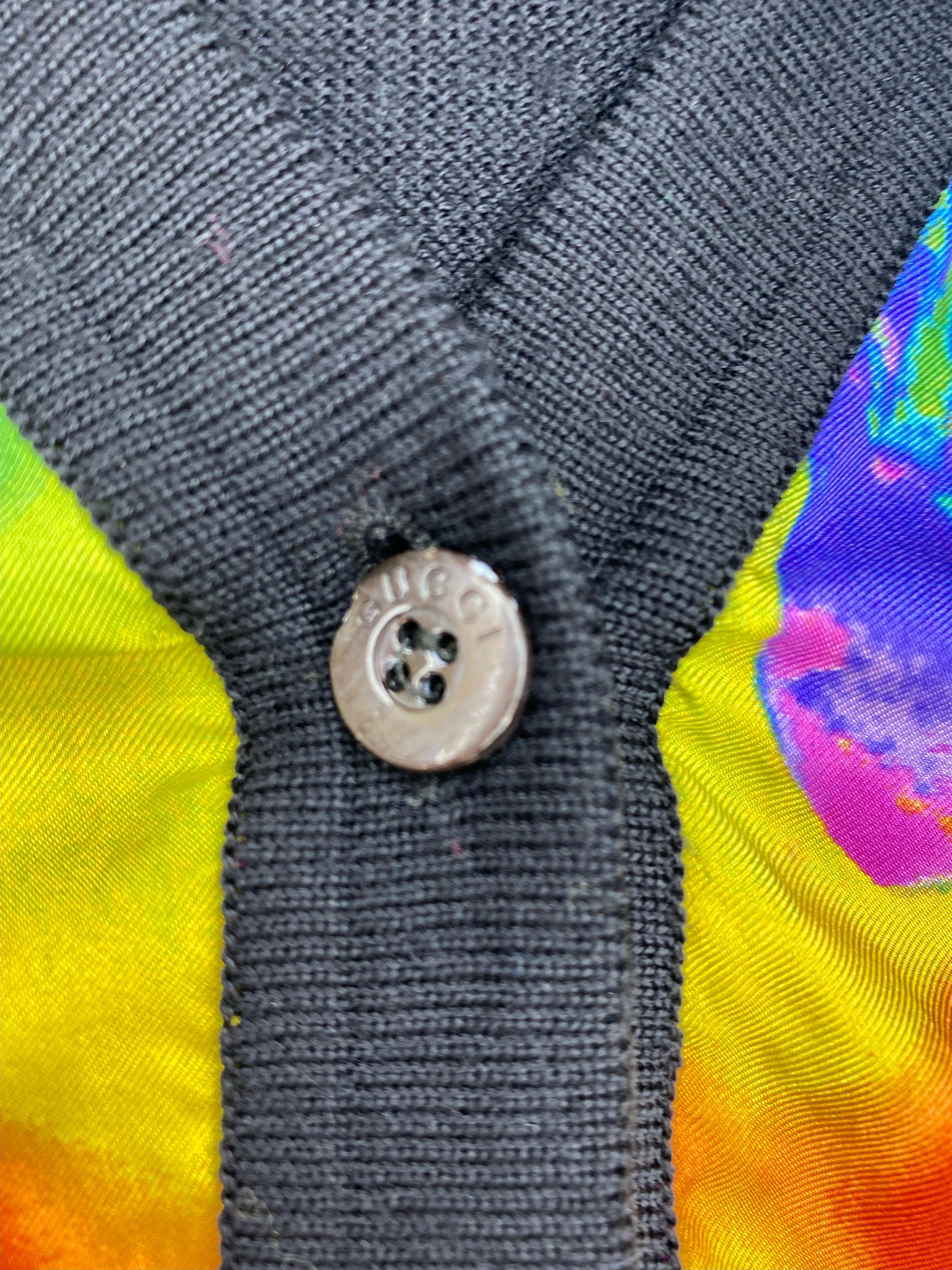 1996 Gucci by Tom Ford Sudadera psicodélica con panel de lana y estampado de seda en venta 3