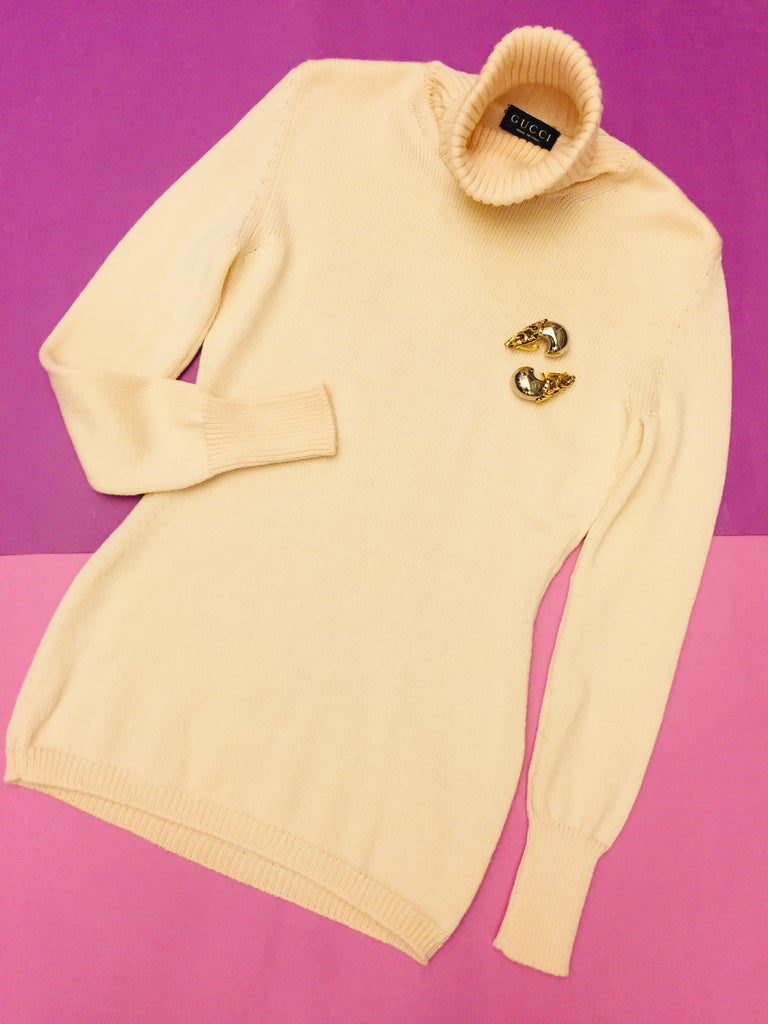 Women's 1996 Gucci by Tom Ford White Wool Turtleneck Top  For Sale