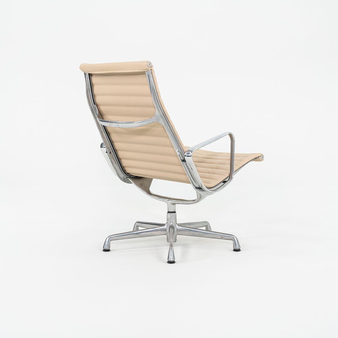 1996 Herman Miller Eames Aluminum Group Lounge Chair in Tan Leather Antler Base For Sale 1