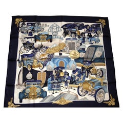 1996 Hermes "Automobile" Twill Silk Scarf by Joachim Metz As New 35.5x35.5" +Box