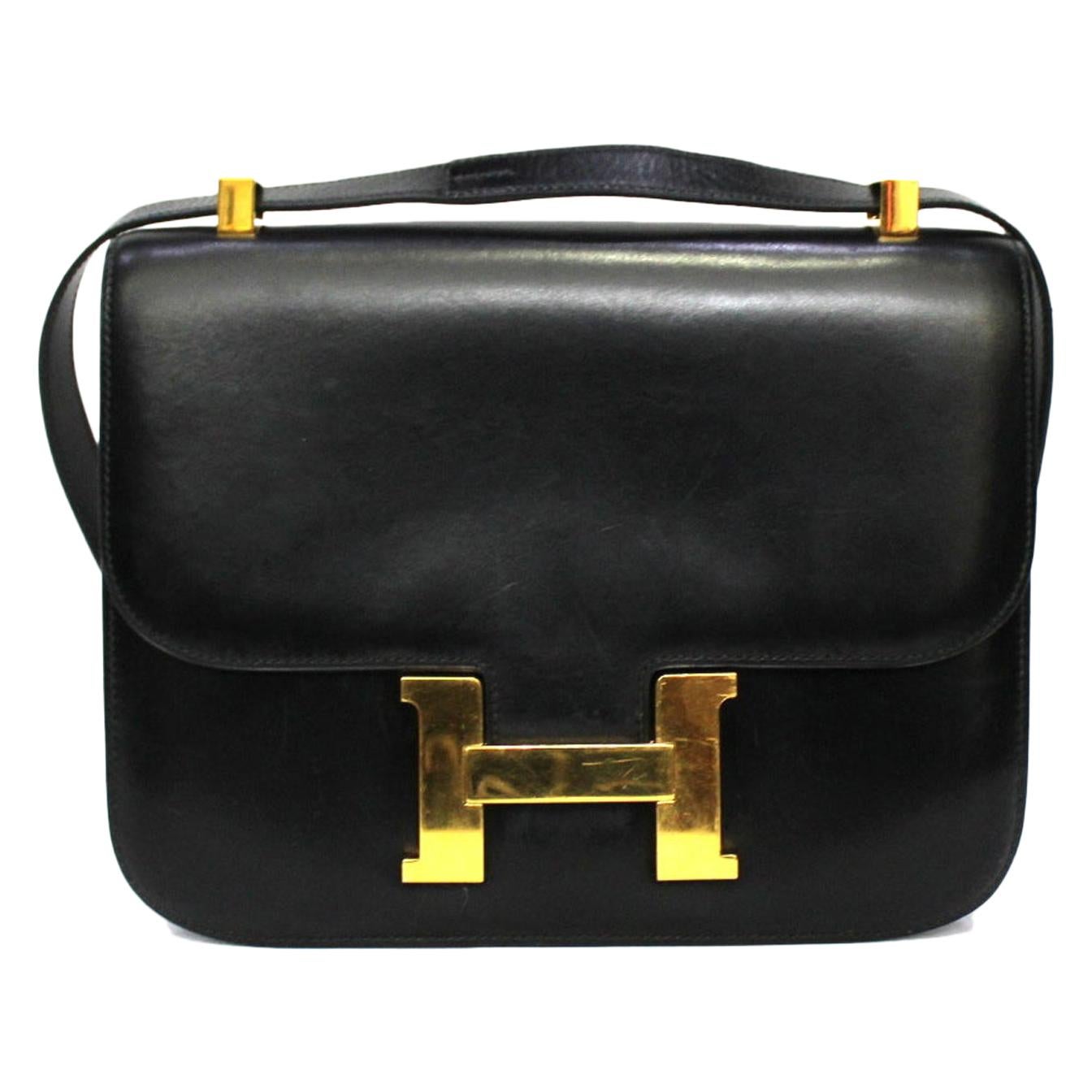 1996 Hermès Black Leather Constance Bag