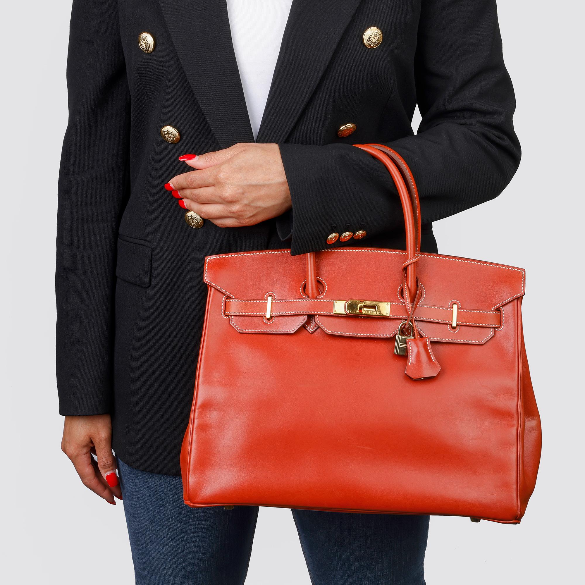 HERMÈS
Brique Box Calf Leather Vintage Birkin 35cm Retourne

Xupes Reference: CB353
Serial Number: (Z)
Age (Circa): 1996
Accompanied By: Hermès Box, Dust Bag, Lock, Keys, Clochette
Authenticity Details: Date Stamp (Made in France) 
Gender: