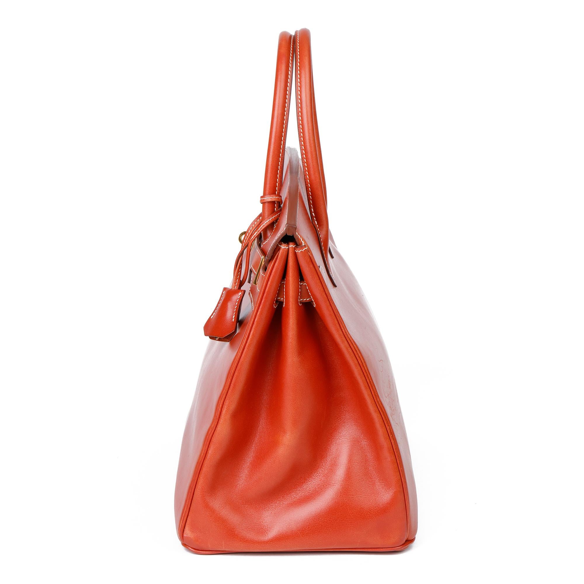 1996 Hermes Brique Box Calf Leather Vintage Birkin 35cm Retourne In Good Condition In Bishop's Stortford, Hertfordshire