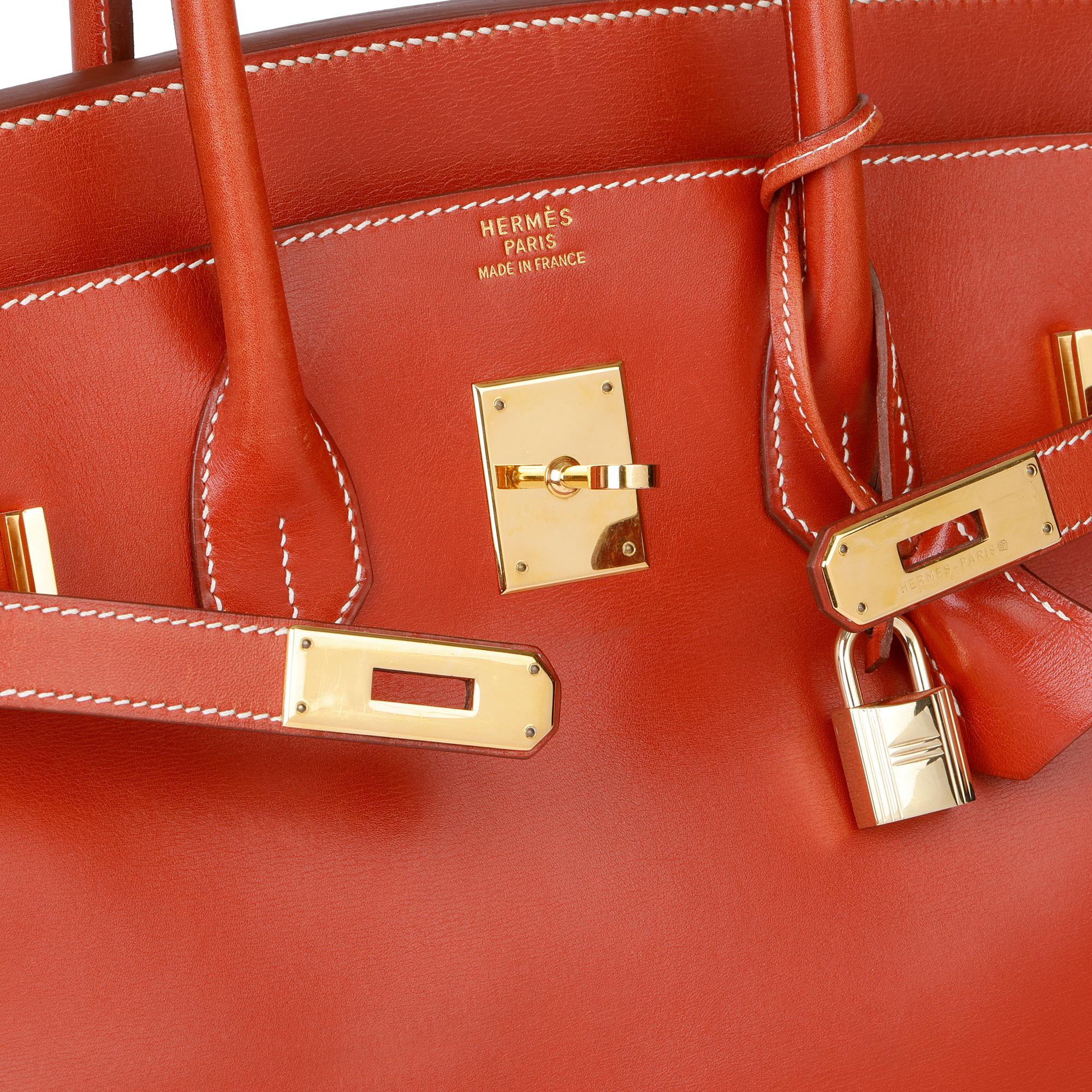 1996 Hermes Brique Box Calf Leather Vintage Birkin 35cm Retourne 3