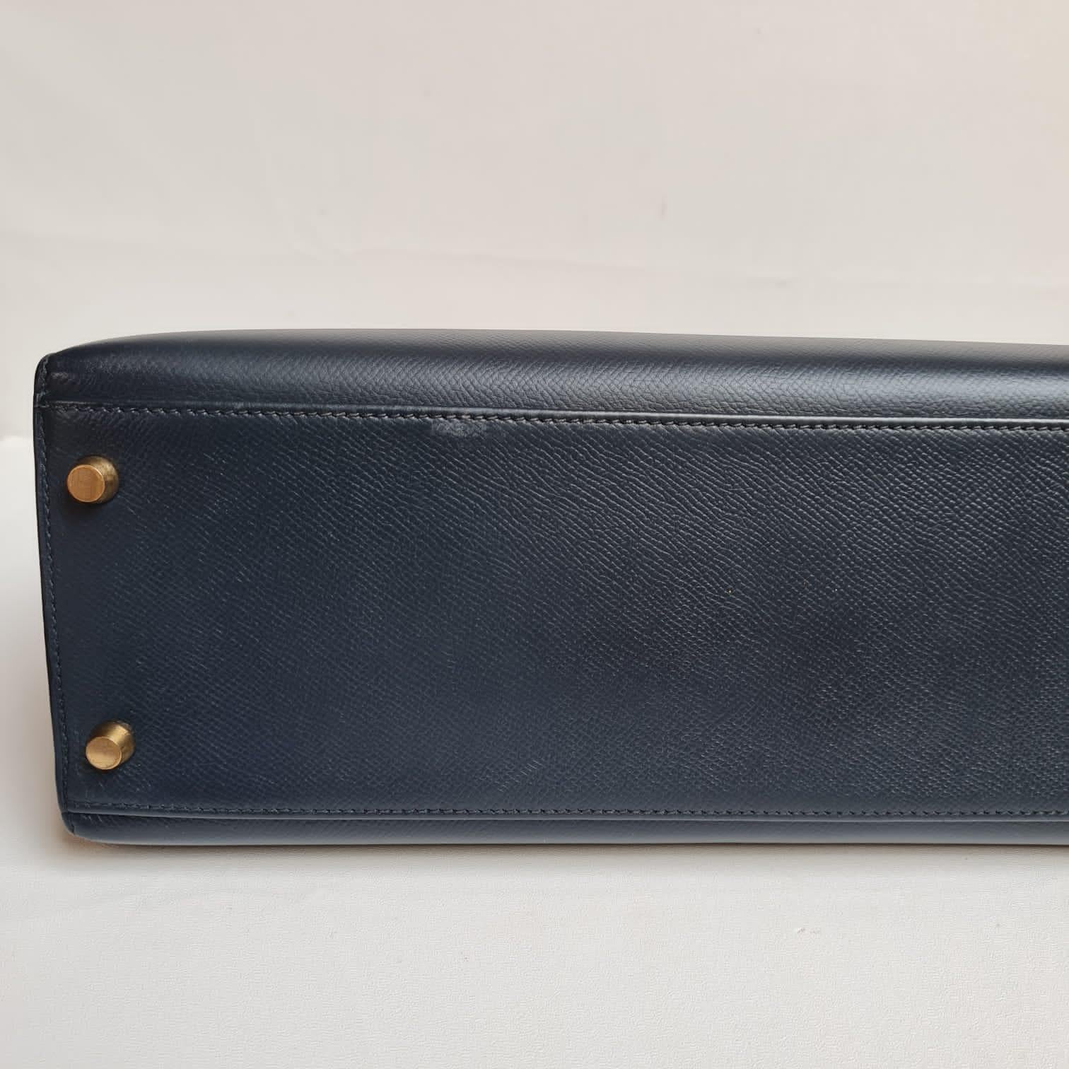 1996 Hermes Navy Epsom Leather Kelly 32 Bag 6