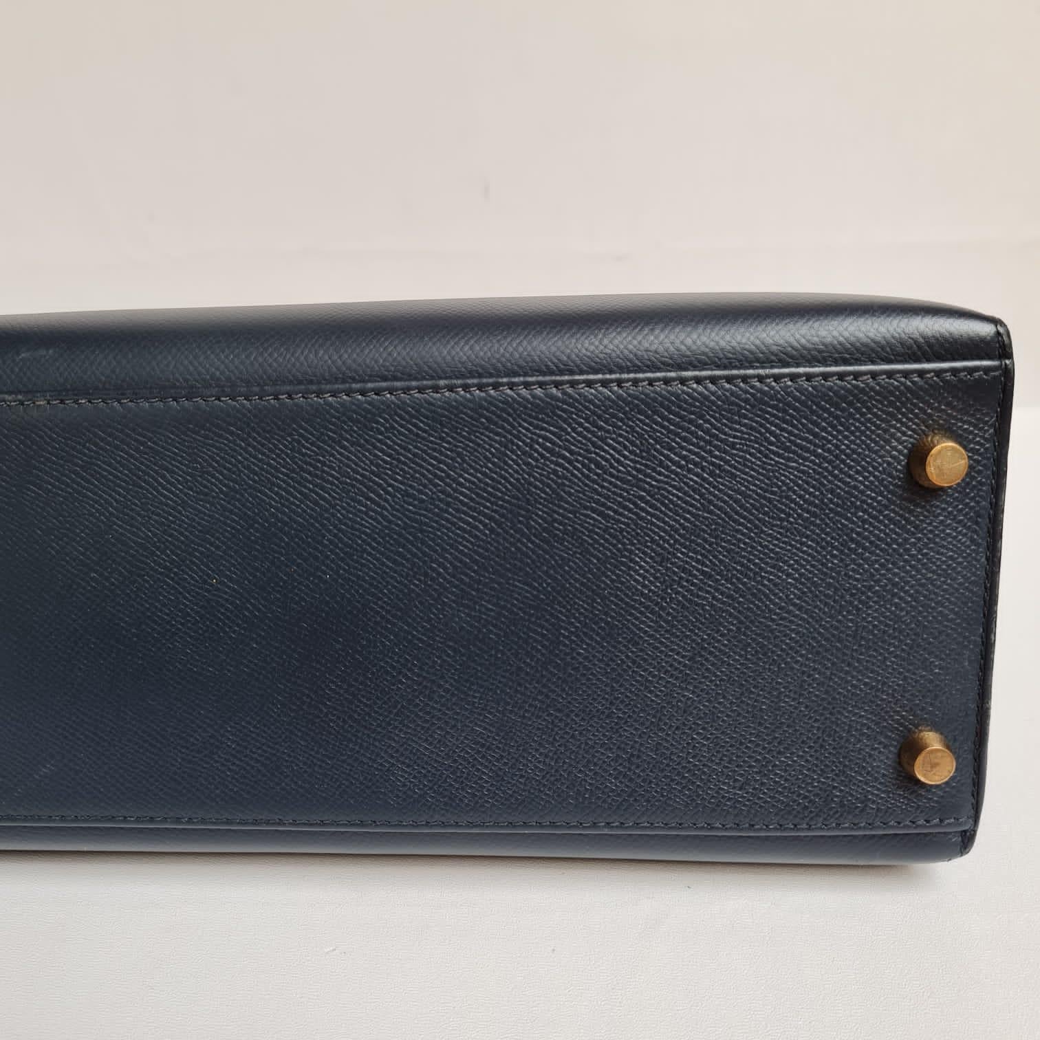 1996 Hermes Navy Epsom Leather Kelly 32 Bag 4