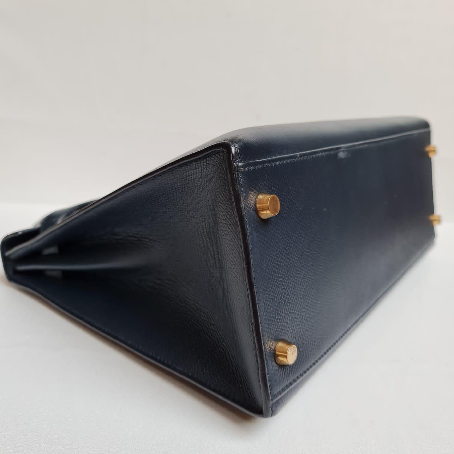 1996 Hermes Navy Epsom Leather Kelly 32 Bag 5