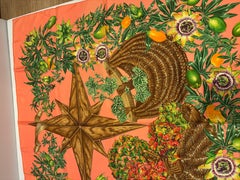 1996 Hermes "Passiflores" or "Passion Flower" Silk Scarf 35x35" Square
