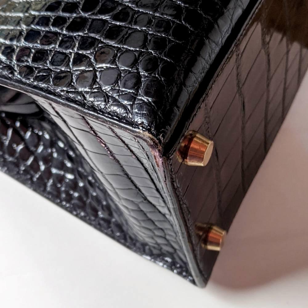 1996 Hermès Vintage glossy black crocodile leather 28 cm Kelly bag 3