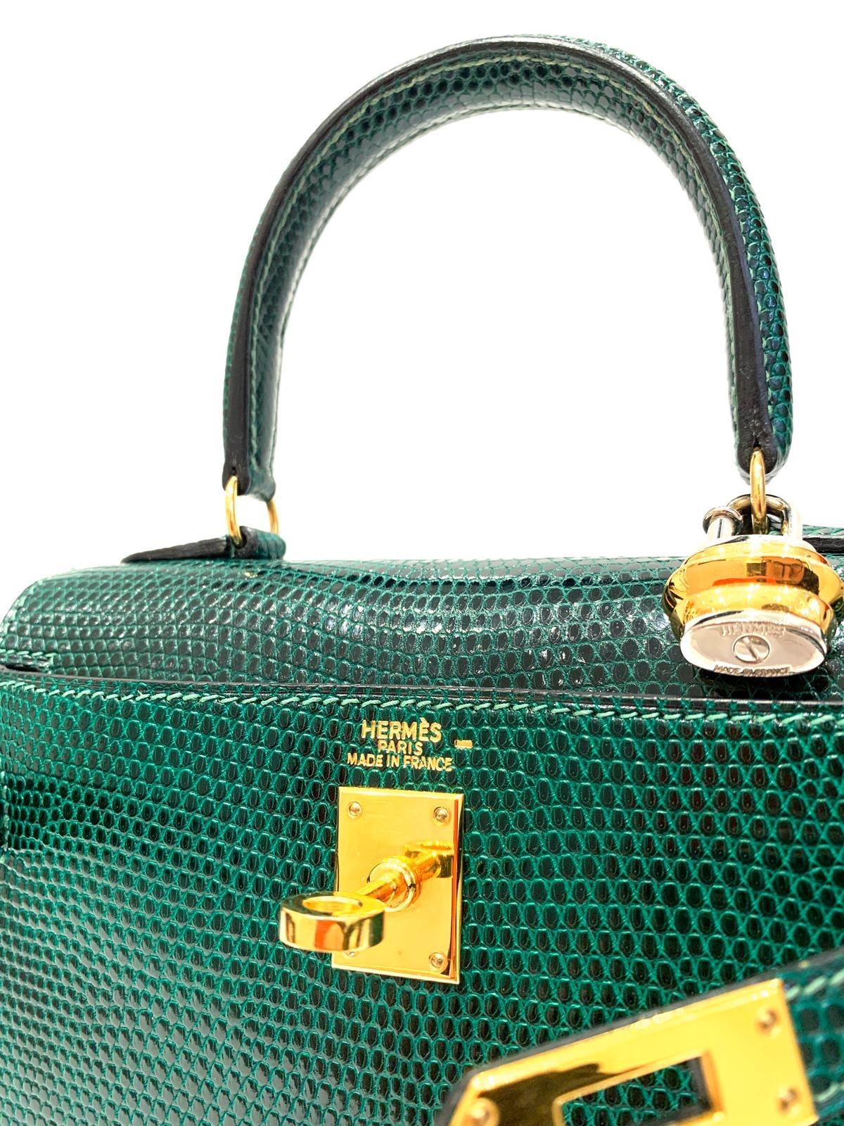 1996 Hermès Vintage Mini Kelly  20cm Green Lizard 2