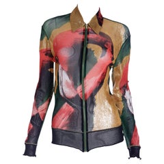 Veste de Jean Paul Gaultier avec col zippé sur le devant en maille flamingo, 1996