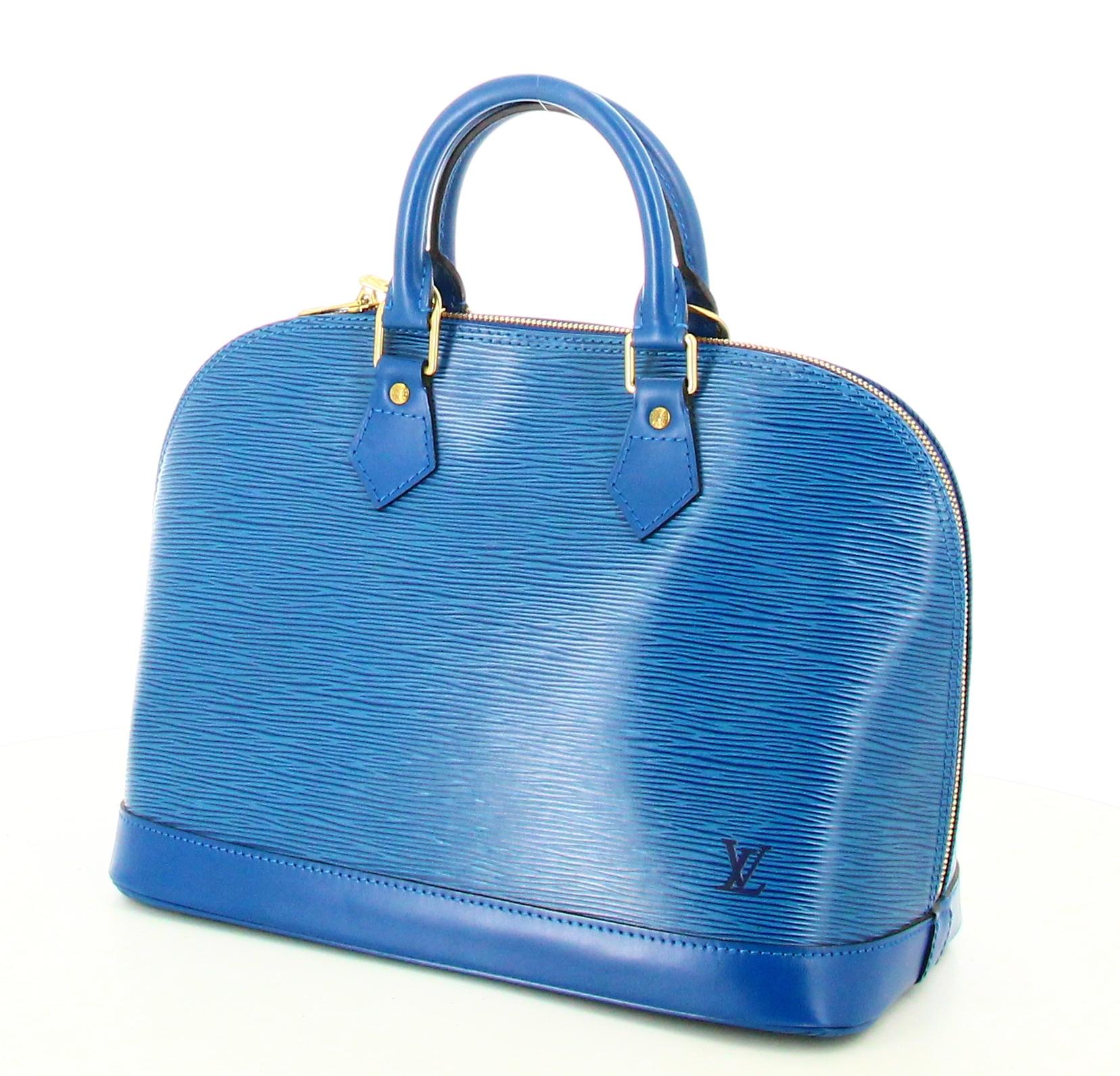 1996 Louis Vuitton Alma Bag Epi Blue Leather  Bon état - En vente à PARIS, FR