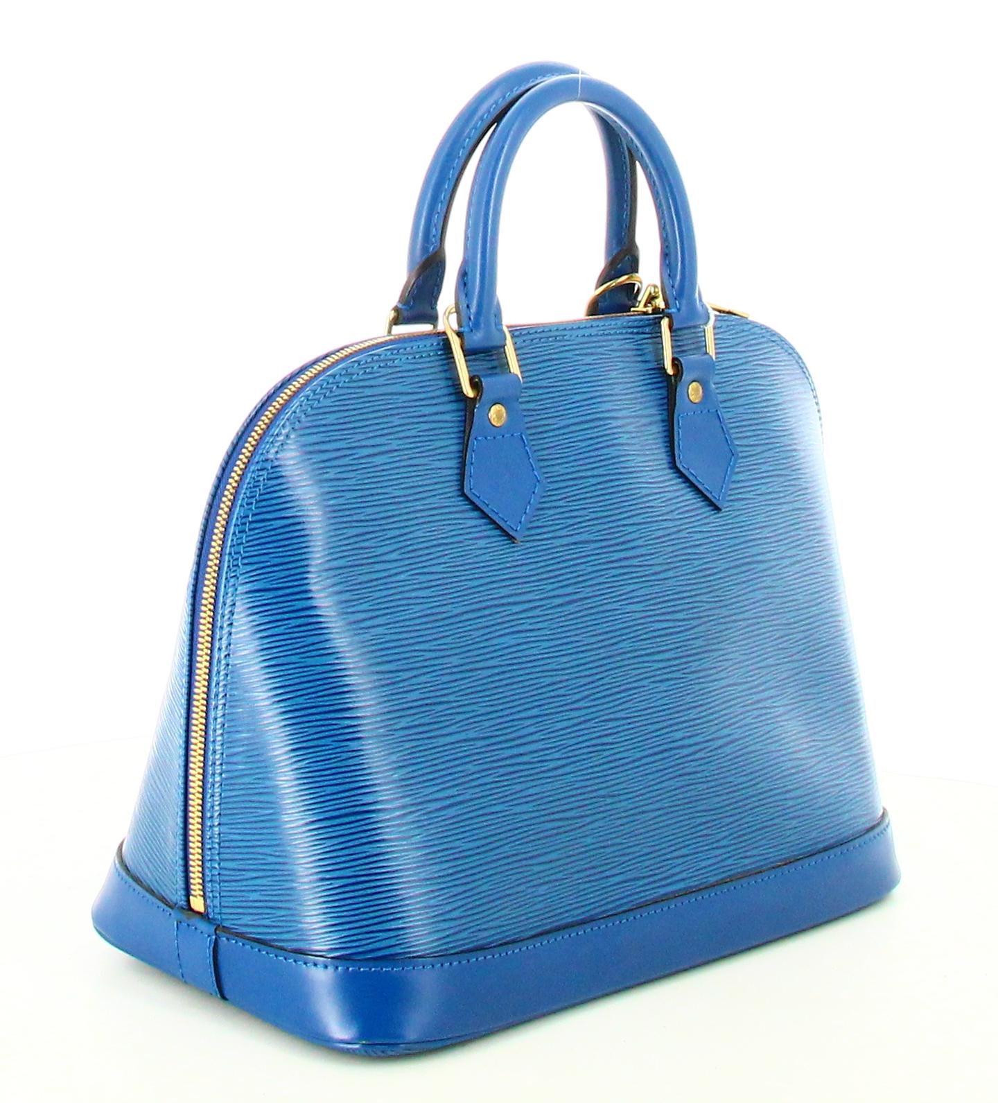1996 Louis Vuitton Alma Bag Epi Blue Leather  en vente 1