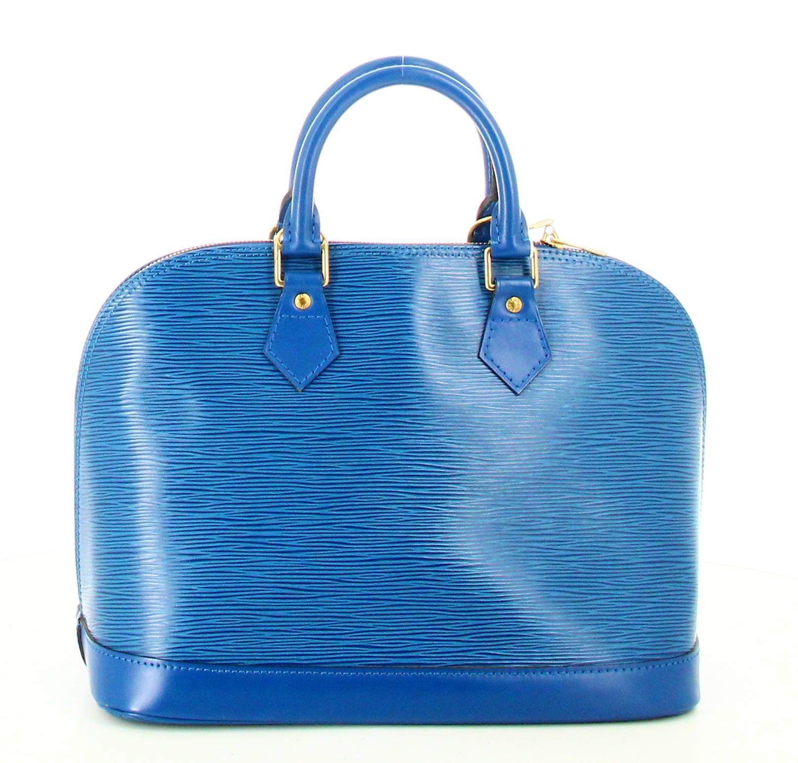 1996 Louis Vuitton Alma Bag Epi Blue Leather  For Sale 2
