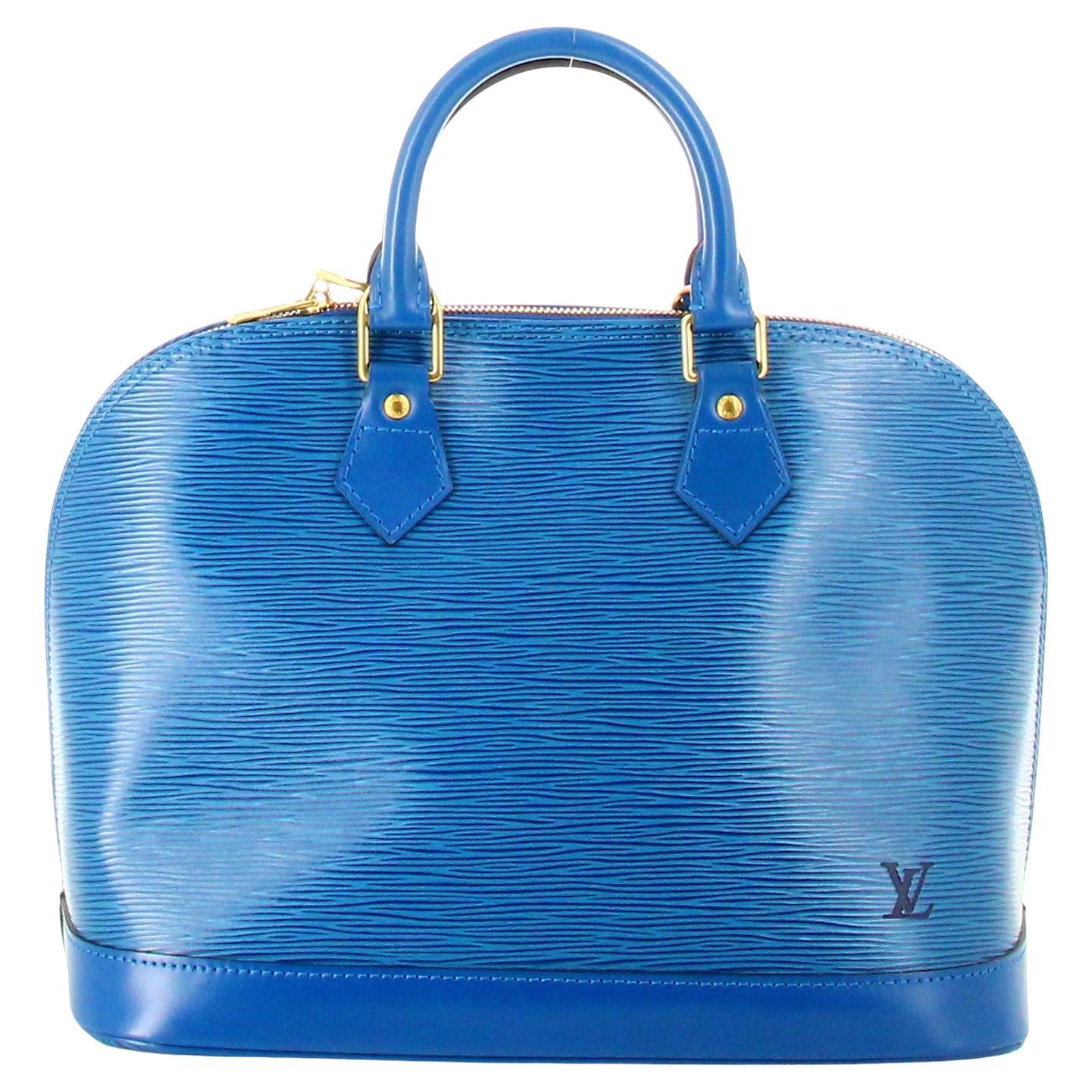 1996 Louis Vuitton Alma Bag Epi Blue Leather  For Sale