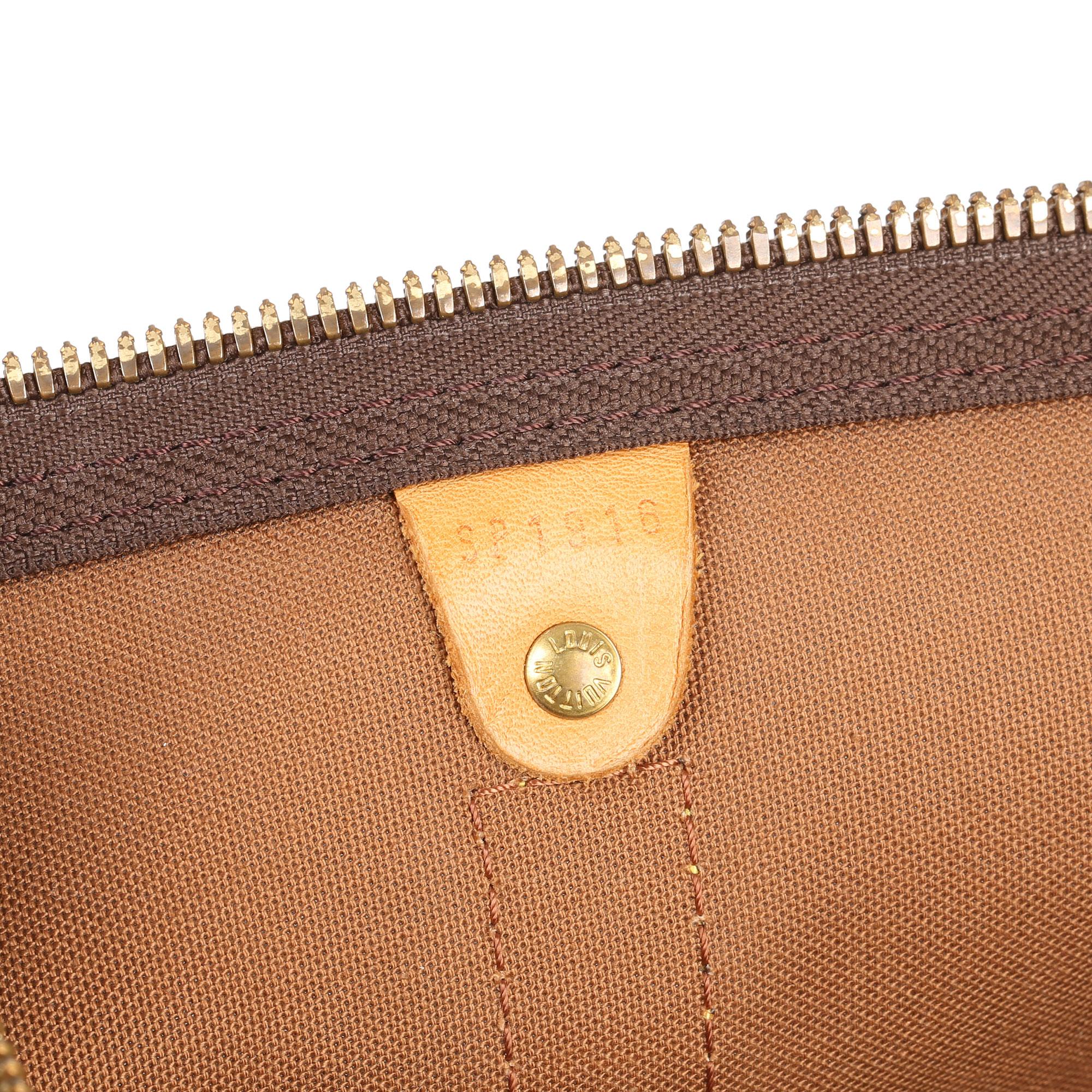 1996 Louis Vuitton Brown Monogram Coated Canvas & Vachetta Vintage Keepall 55 2