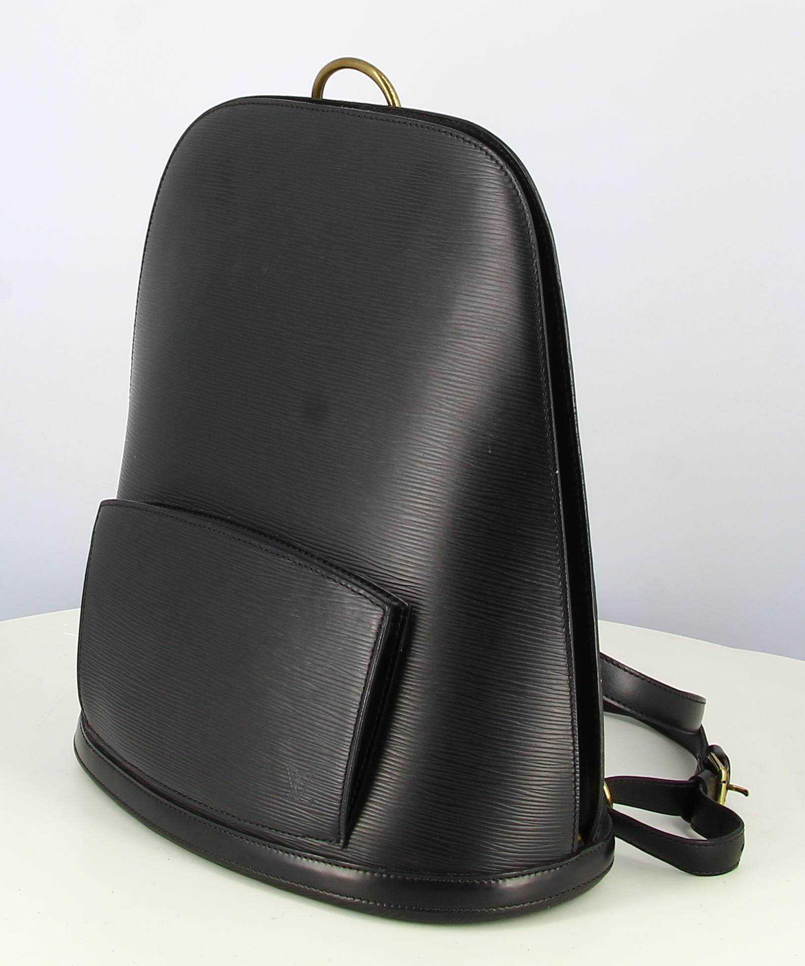 Women's 1996 Louis Vuitton Gobelins Backpack Leather Epi Black 