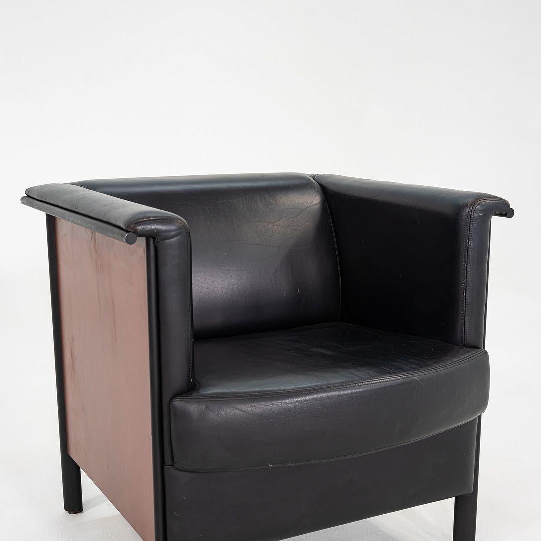 1996 Paire de fauteuils club de Metropolitan Furniture en cuir et cerisier en vente 3