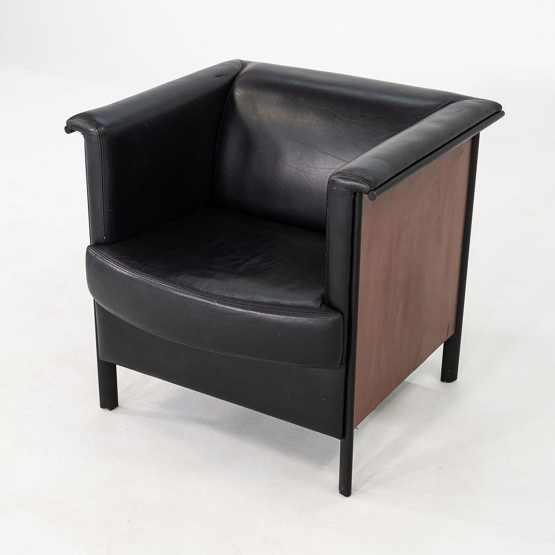 1996 Paire de fauteuils club de Metropolitan Furniture en cuir et cerisier en vente 5