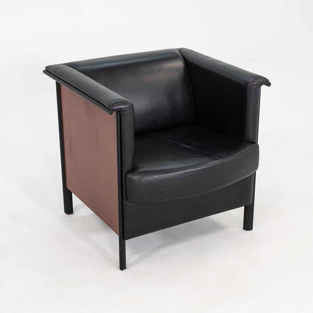 Fin du 20e siècle 1996 Paire de fauteuils club de Metropolitan Furniture en cuir et cerisier en vente