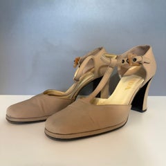 1996 Prada Beige Satin Shoes IT 37.5