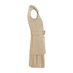 1996 Prada Runway Beige Safari Suit Sleeveless Top and Skirt