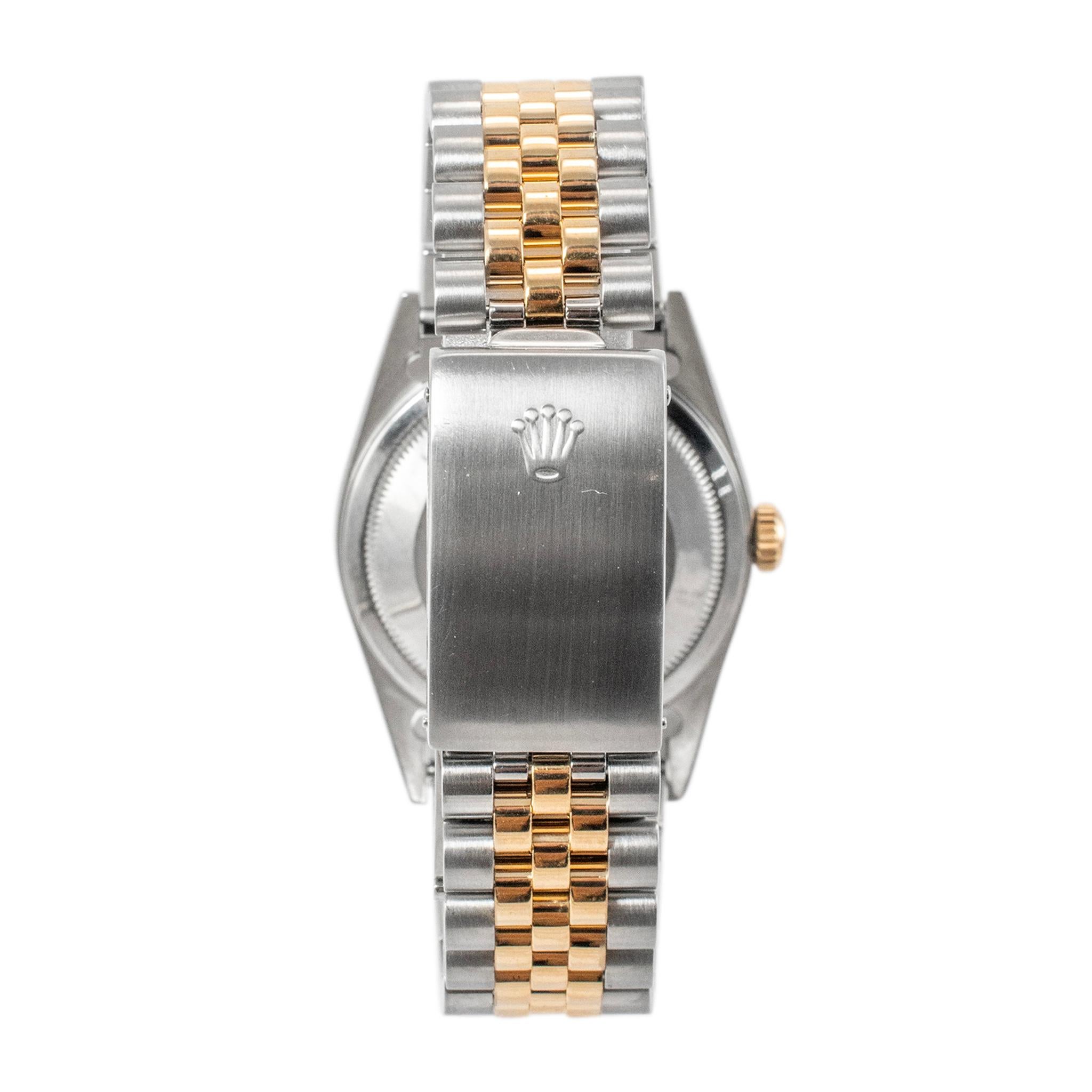 1996 Rolex Datejust 36MM 16233 Diamond Bezel Yellow Gold & Stainless Steel Watch In Excellent Condition In Houston, TX