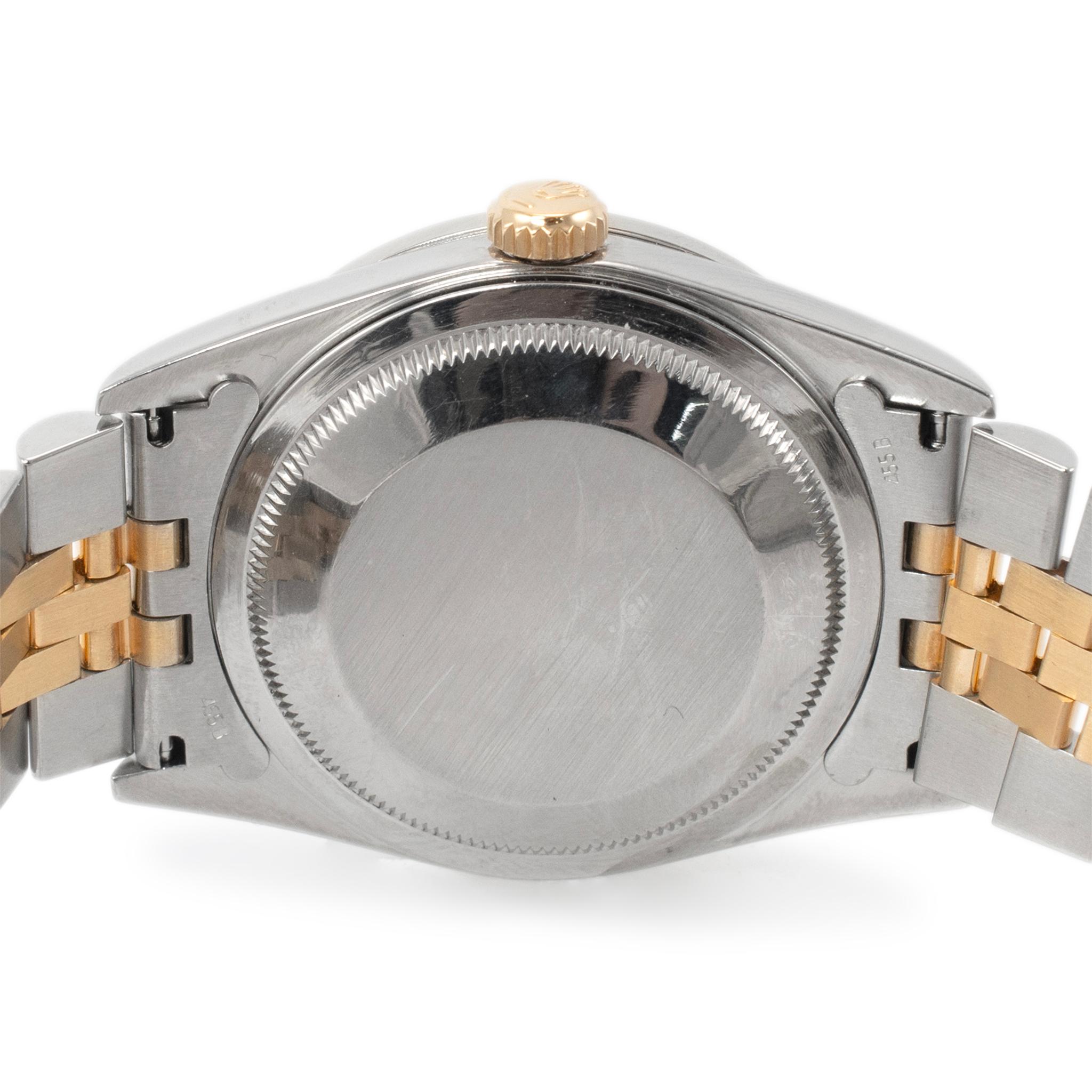 Women's or Men's 1996 Rolex Datejust 36MM 16233 Diamond Bezel Yellow Gold & Stainless Steel Watch